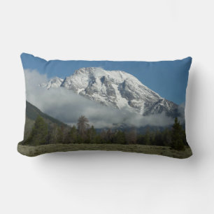 Mount Moran and Clouds at Grand Teton Lumbar Pillow