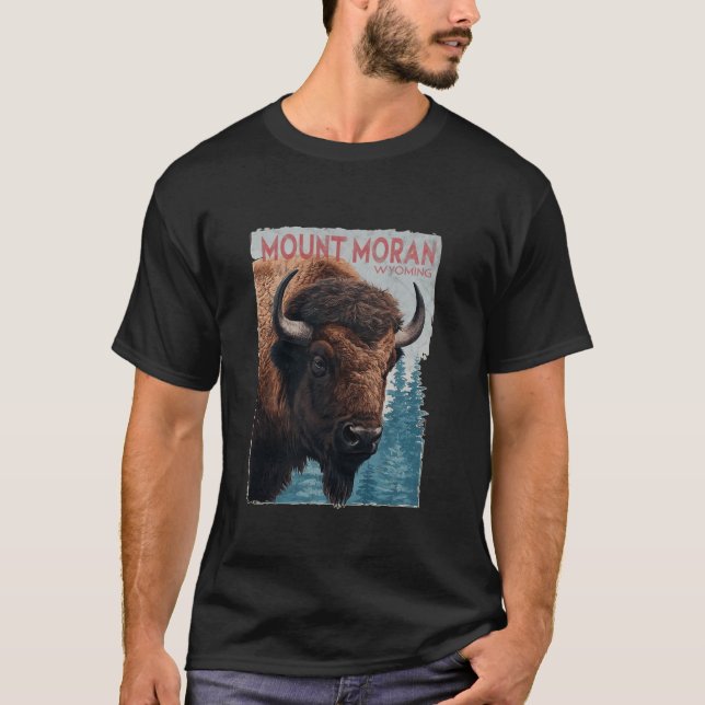 Mount Moran Mountains Wyoming Hiking Outdoors Vint T-Shirt (Front)