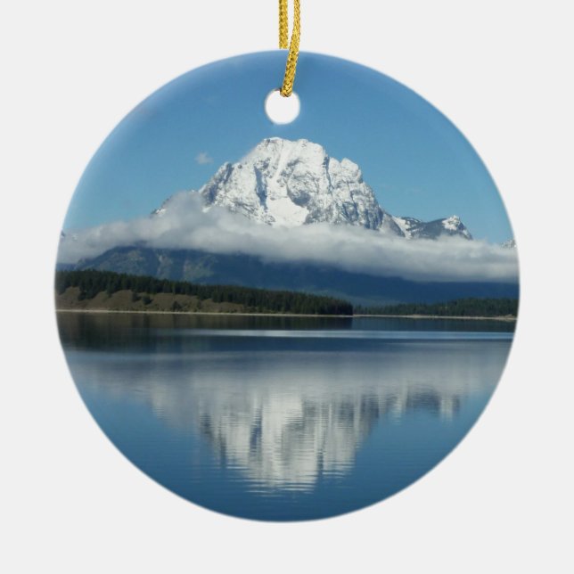 Mount Moran Reflection at Grand Teton Ceramic Ornament (Front)