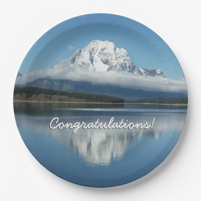 Mount Moran Reflection at Grand Teton Paper Plate (Front)