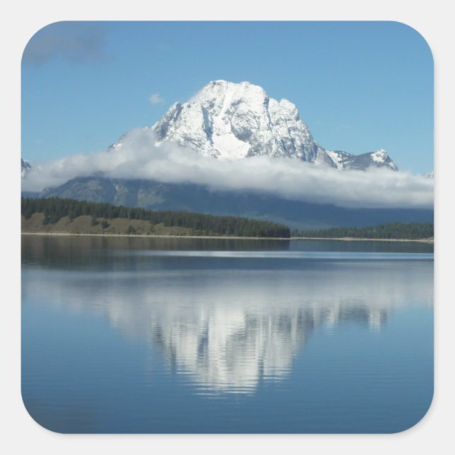 Mount Moran Reflection at Grand Teton Square Sticker (Front)