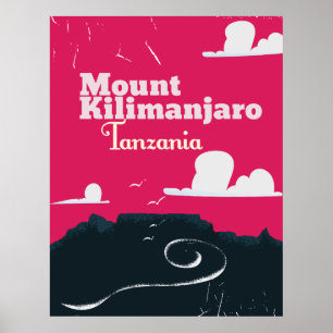 Mount Mount kilimanjaro vintage cartoon poster