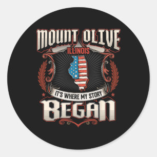 Mount Olive Illinois Usa Flag 4th Of July Classic Round Sticker