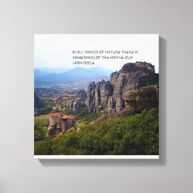 Mount Olympus Greece Monastery Aristotle Quote Canvas Print (Front)