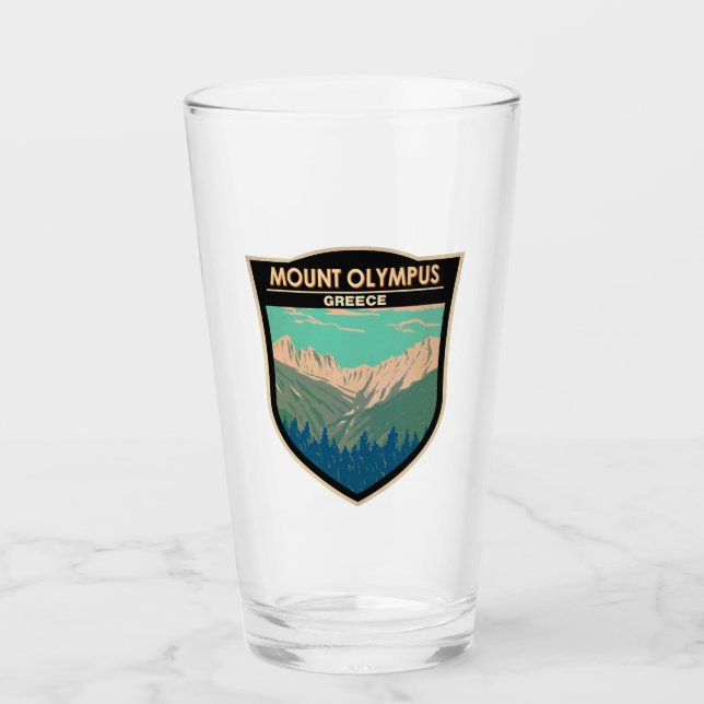 Mount Olympus Greece Travel Art Vintage Glass (Front)