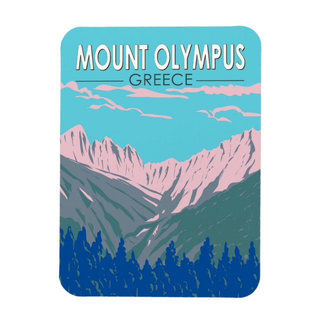 Mount Olympus Greece Travel Art Vintage Magnet (Vertical)