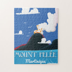 Mount Pelée, Martinique Vintage travel poster Jigsaw Puzzle