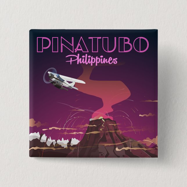Mount Pinatubo, Philippines 2 Inch Square Button (Front)