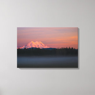Mount Rainer sunset and mist Canvas Print