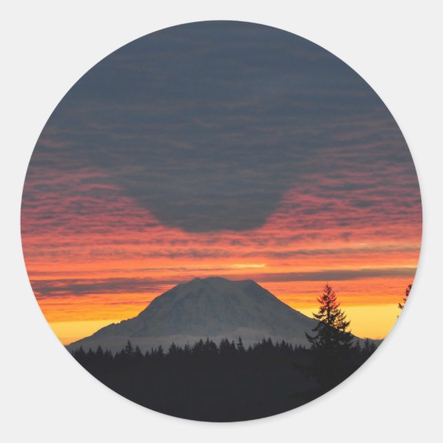 Mount Rainier and it's Shadow Classic Round Sticker (Front)
