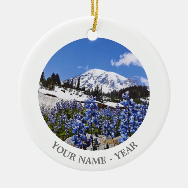 Mount Rainier at Paradise Point Ceramic Ornament (Front)