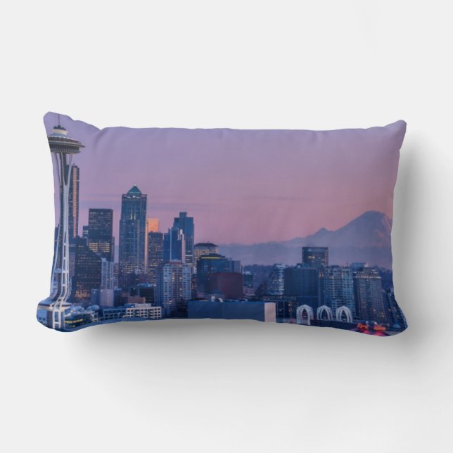 Mount Rainier in the background. Lumbar Pillow (Front)