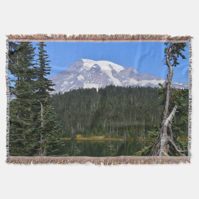 Mount Rainier Lake View Landscape Throw Blanket (Front)