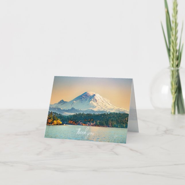 Mount Rainier Lake Washington All Occasion Blank Thank You Card (Front)