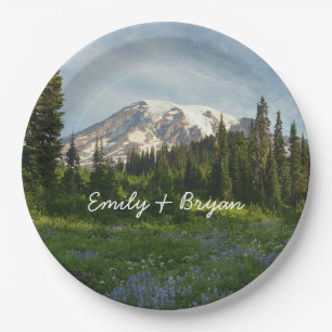 Mount Rainier Morning Light Paper Plate