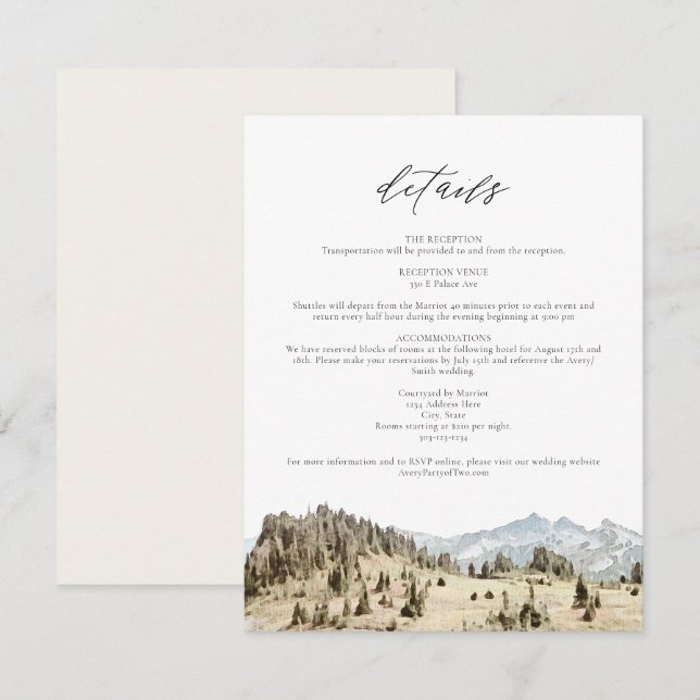 MOUNT RAINIER Mountain Détails du Mariage Carte (Devant / Derrière)