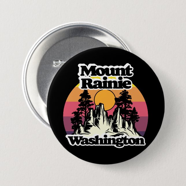 Mount Rainier National Park 3 Inch Round Button (Front & Back)