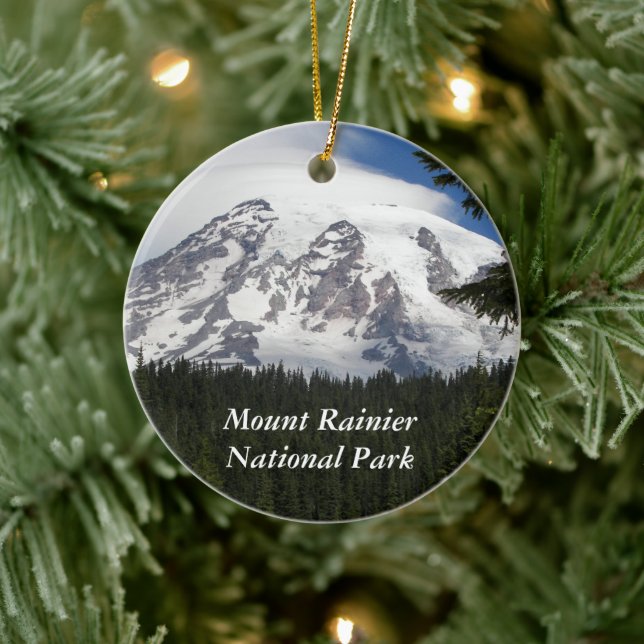 Mount Rainier National Park Holiday Ceramic Ornament (Tree)