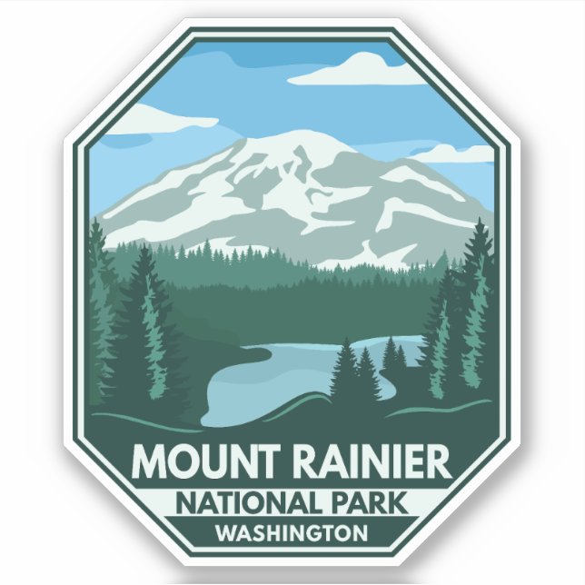 Mount Rainier National Park Minimal Retro Emblem (Front)