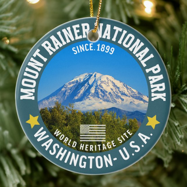 Mount Rainier National Park - Mountain Adventure  Ceramic Ornament (Creator Uploaded)