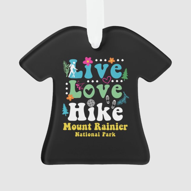 MOUNT RAINIER NATIONAL PARK RETRO 60s 70s HIKING Ornament (Back)