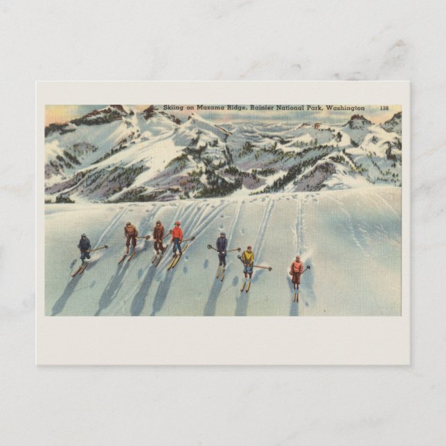 Mount Rainier National Park Skiing Mazama Ridge  Postcard (Front)