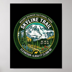 Mount rainier national park skyline trail vintage poster