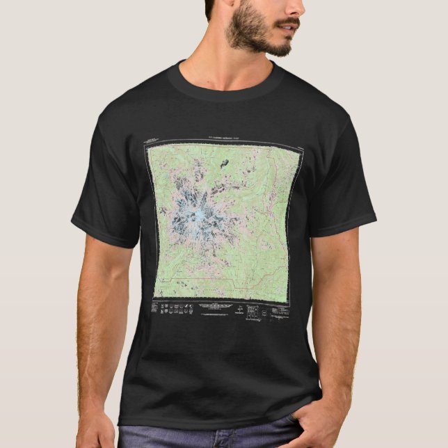 Mount Rainier National Park Topographic Map T-Shirt (Front)