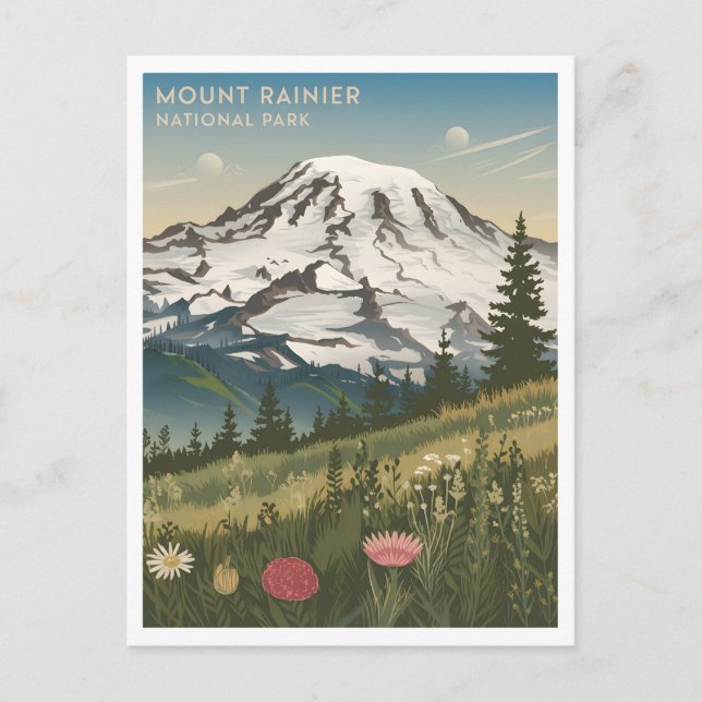 Mount Rainier National Park Vintage Postcard (Front)