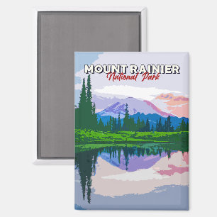 Mount Rainier National Park Vintage Postcard Magnet