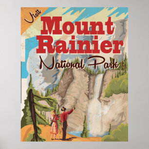 Mount Rainier national park Vintage Travel Poster