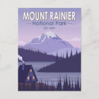 Mount Rainier National Park Washington Cabin Retro