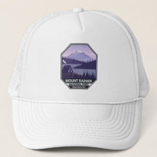 Mount Rainier National Park Washington Cabin Retro Trucker Hat