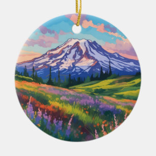 Mount Rainier National Park Washington Ceramic Ornament