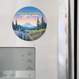 Mount Rainier National Park Washington Retro Magnet