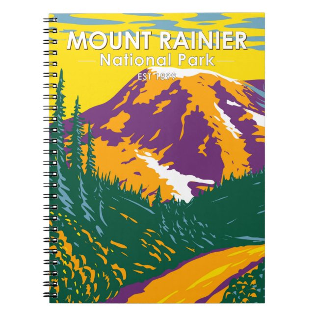 Mount Rainier National Park Washington Retro  Notebook (Front)