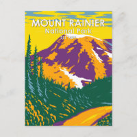 Mount Rainier National Park Washington Retro