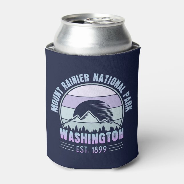 Mount Rainier National Park Washington USA Retro Can Cooler (Can Front)