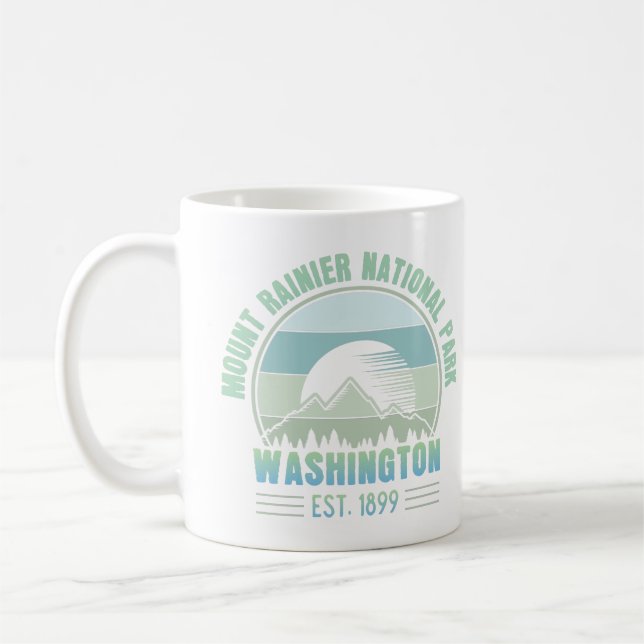 Mount Rainier National Park Washington USA Retro Coffee Mug (Left)
