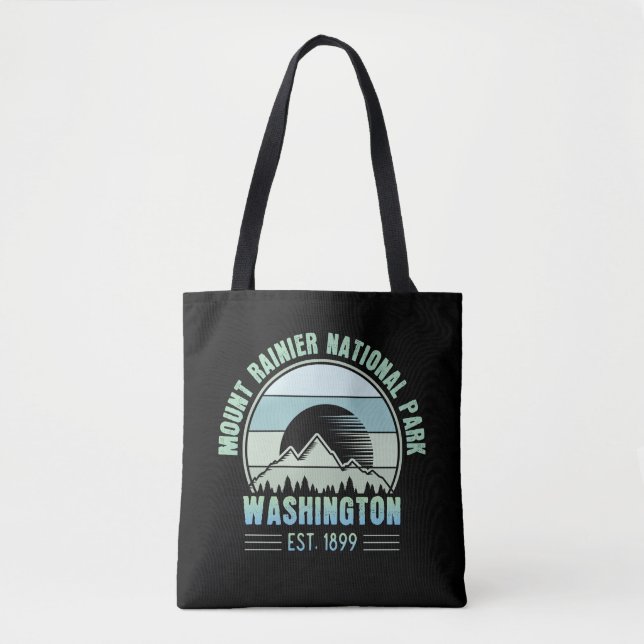 Mount Rainier National Park Washington USA Retro Tote Bag (Front)