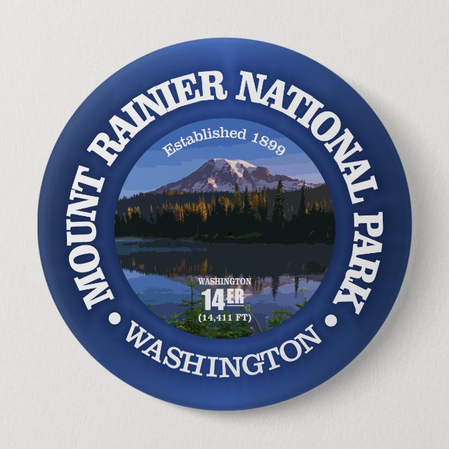Mount Rainier NP2 4 Inch Round Button (Front)