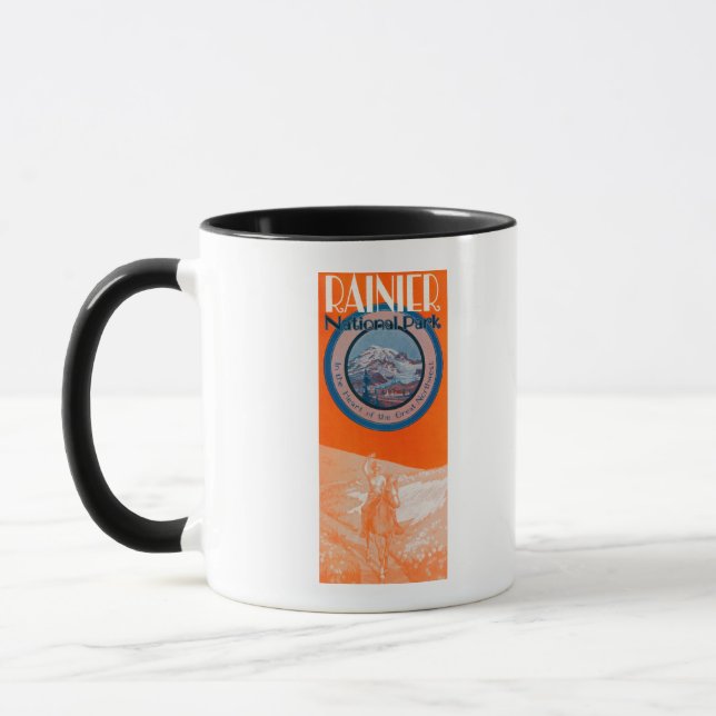 Mount Rainier Poster - Horseback Riding Mug (Left)