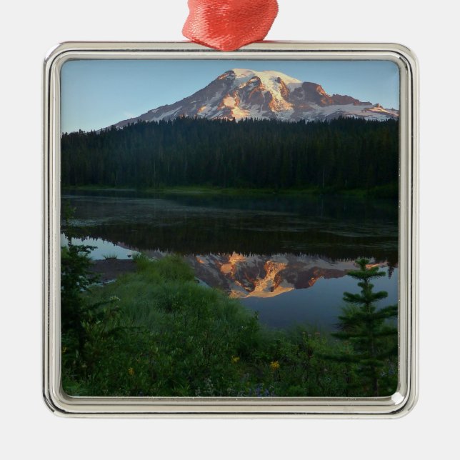 Mount Rainier Reflected Sunrise II Metal Ornament (Front)
