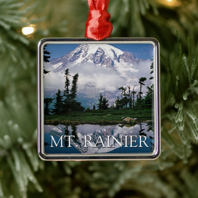 Mount Rainier | Reflection in a Mountain Pond Metal Ornament (Tree)