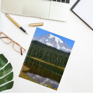 Mount Rainier Reflection on Lake Landscape Notebook