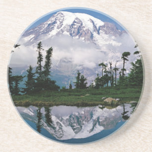 Mount Rainier relected in a mountain tarn Coaster