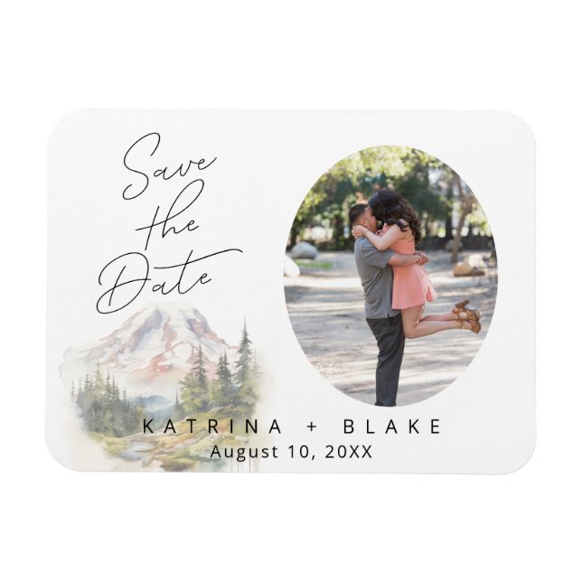 Mount Rainier Save the Date Flexible Photo Magnet (Horizontal)