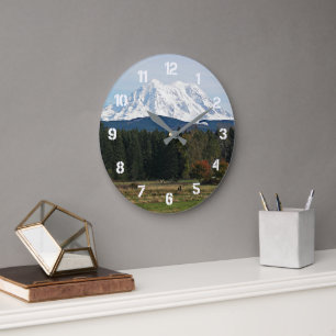 Mount Rainier Scenic Landscape Large Clock