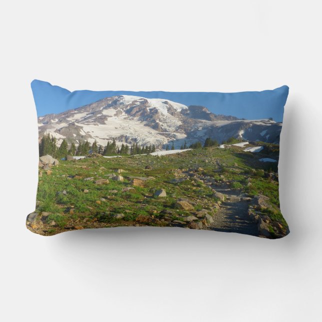 Mount Rainier Skyline Trail View Lumbar Pillow (Front)