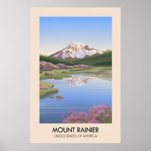 Mount Rainier USA Travel Poster